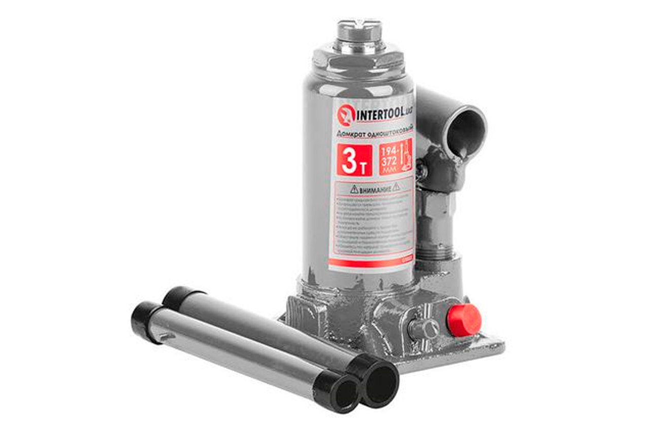 Домкрат гидравлический Intertool 3 т х 350 мм одноштоковый (в кейсе) (GT0052)