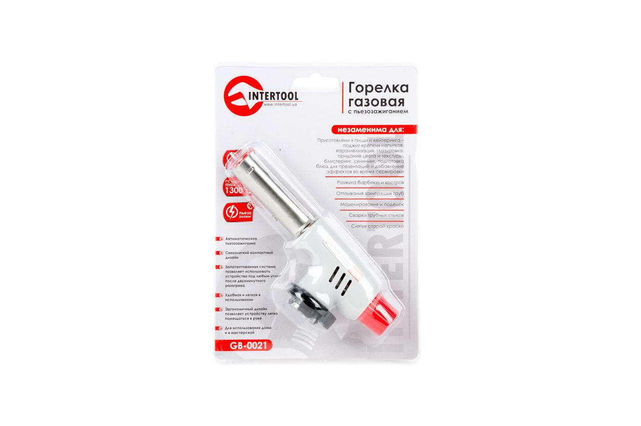 Пальник газовий c пьезоподжигом Intertool GB-0021 (GB-0021)