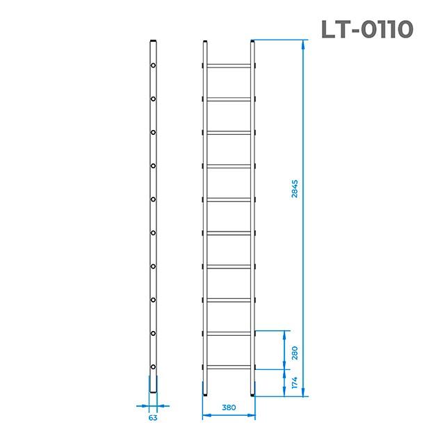 Сходи приставні Intertool 2840 мм х 10 ступенів (LT-0110)