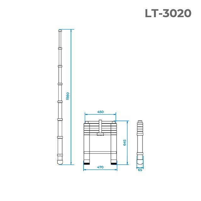 Сходи телескопічна Intertool 2000 мм х 6 ступенів (LT-3020)