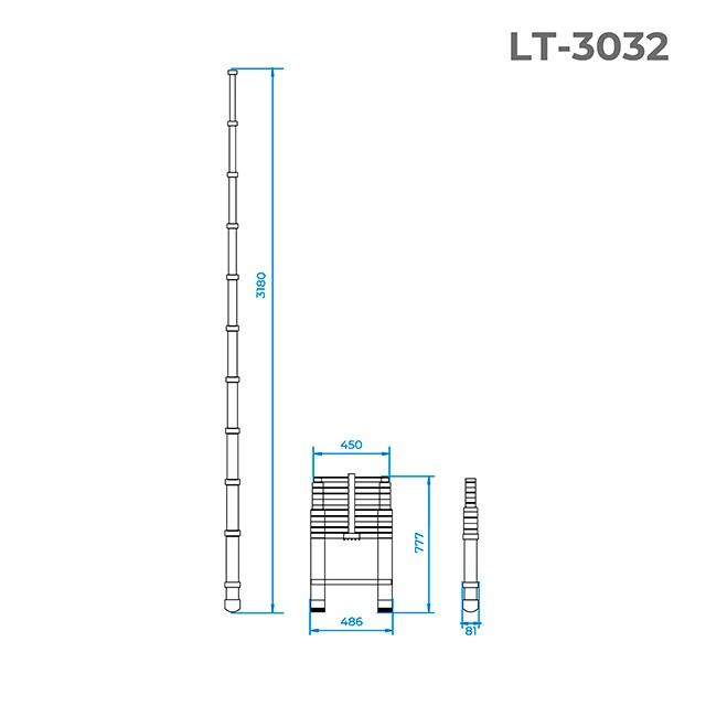 Сходи телескопічна Intertool 3200 мм х 10 ступенів (LT-3032)