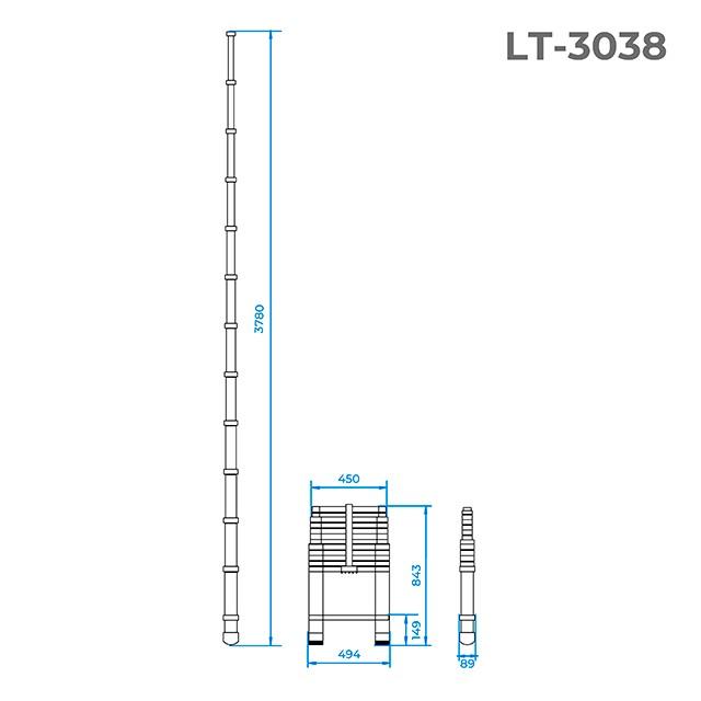 Сходи телескопічна Intertool 3800 мм х 12 ступенів (LT-3038)