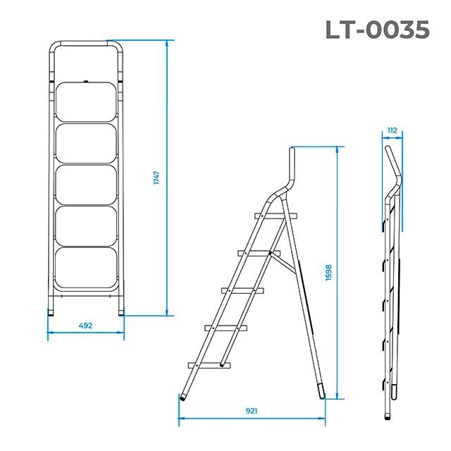 Драбина Intertool 1625 мм х 5 ступені 380 х 260 мм (LT-0035)