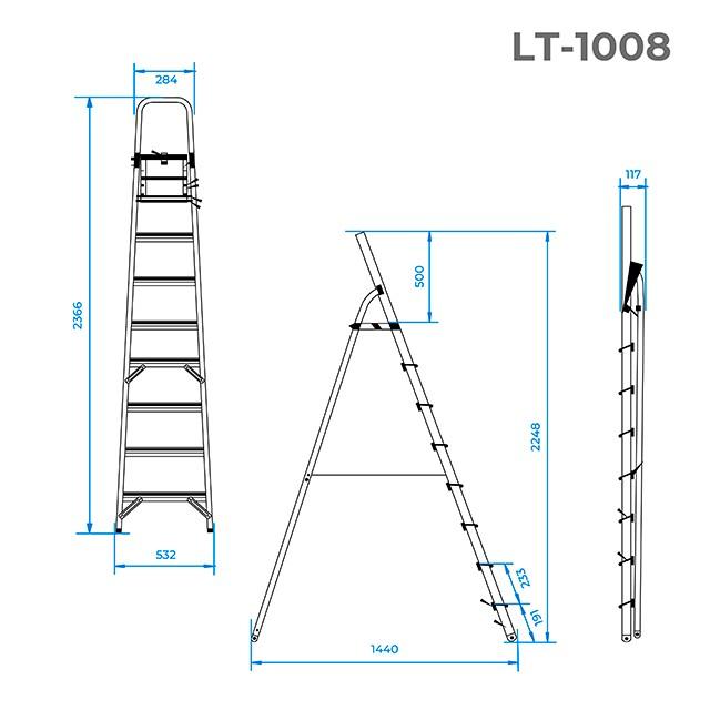 Драбина Intertool 8 ступенів 1720 мм (LT-1008)