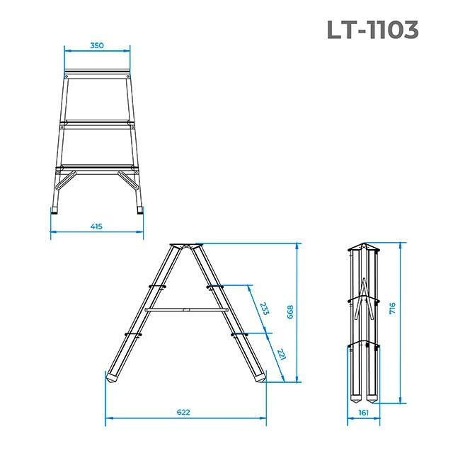 Драбина двостороння Intertool 660 мм x 3 ступені (LT-1103)