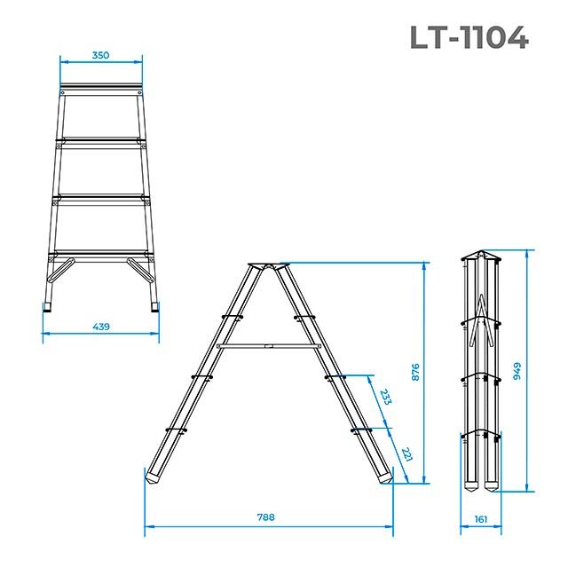 Драбина двостороння Intertool 880 мм x 4 ступені (LT-1104)