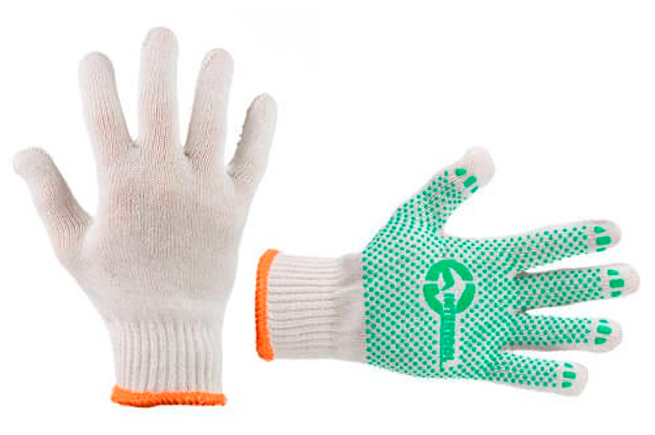 Рукавички Intertool 60/40 з точкою 90г білі 10" (SP-0126)