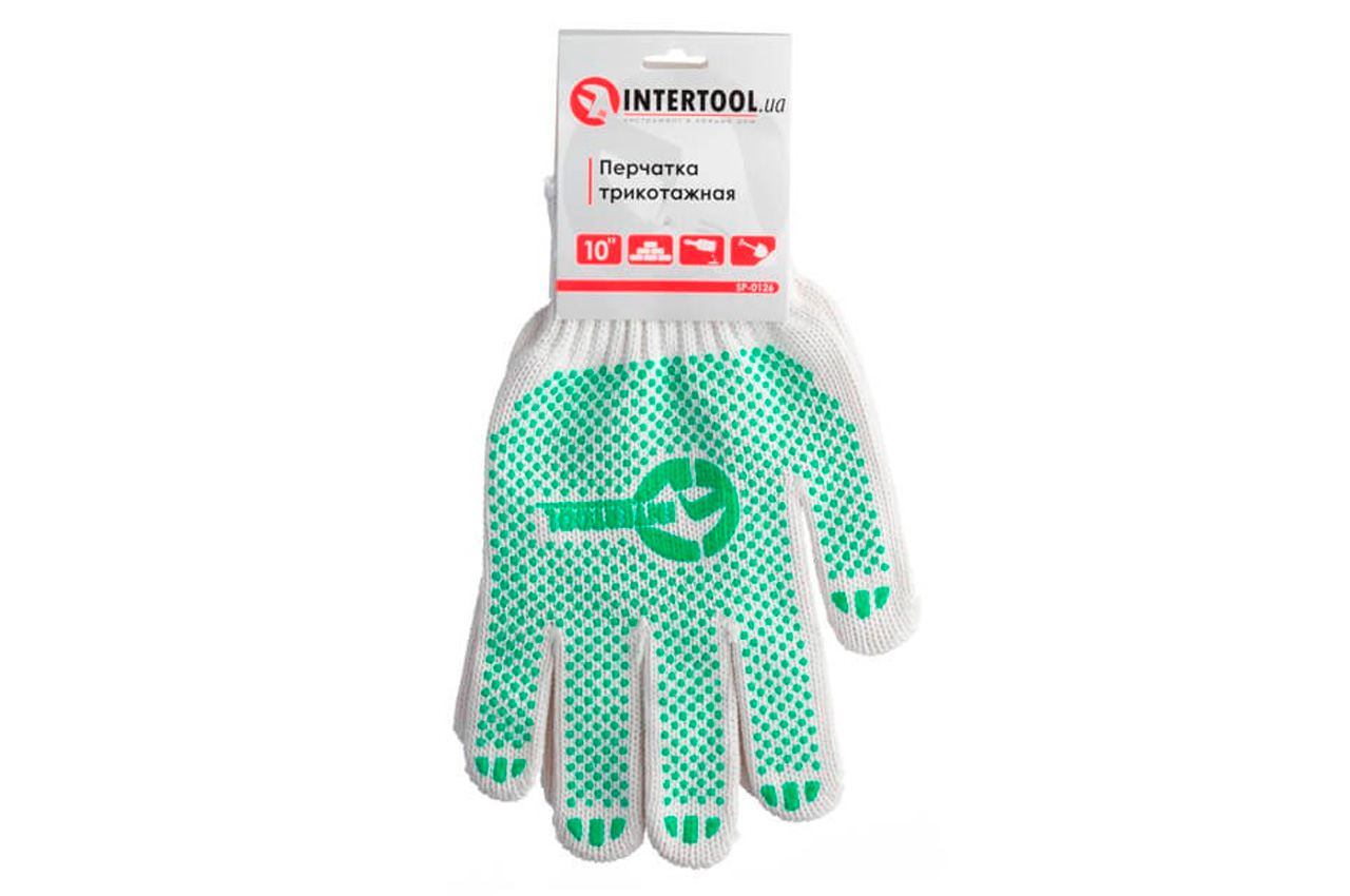 Рукавички Intertool 60/40 з точкою 90г білі 10" (SP-0126)
