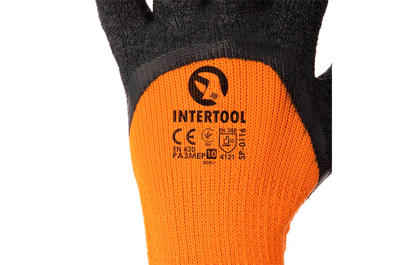 Рукавички Intertool латексна зморшкувата утеплена 10" (SP-0116) (6 шт.)