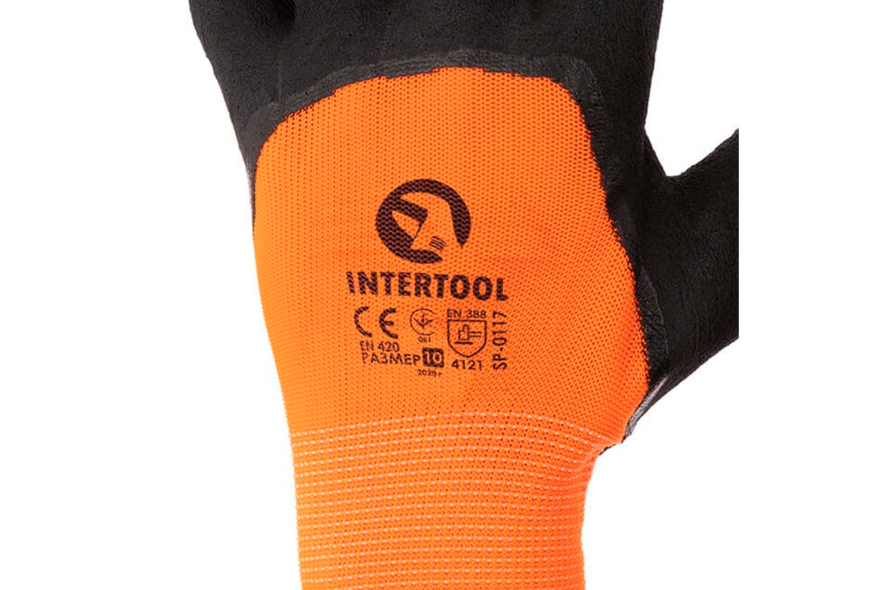 Рукавички Intertool латексна спінена утеплена 10" (SP-0117) (12 шт.)