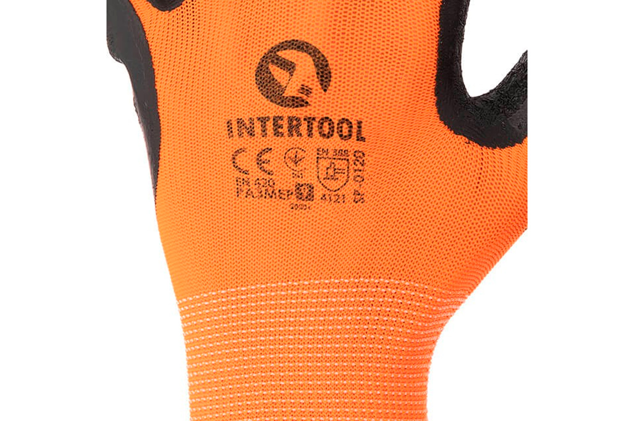 Рукавички Intertool латексна рифлена 9" (SP-0120) (12 шт.)
