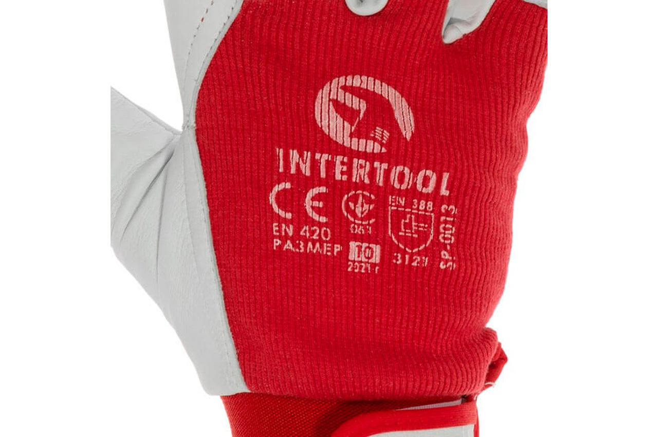 Рукавичка Intertool комбінована козяча шкіра з манжетом 10 " (SP-0013)