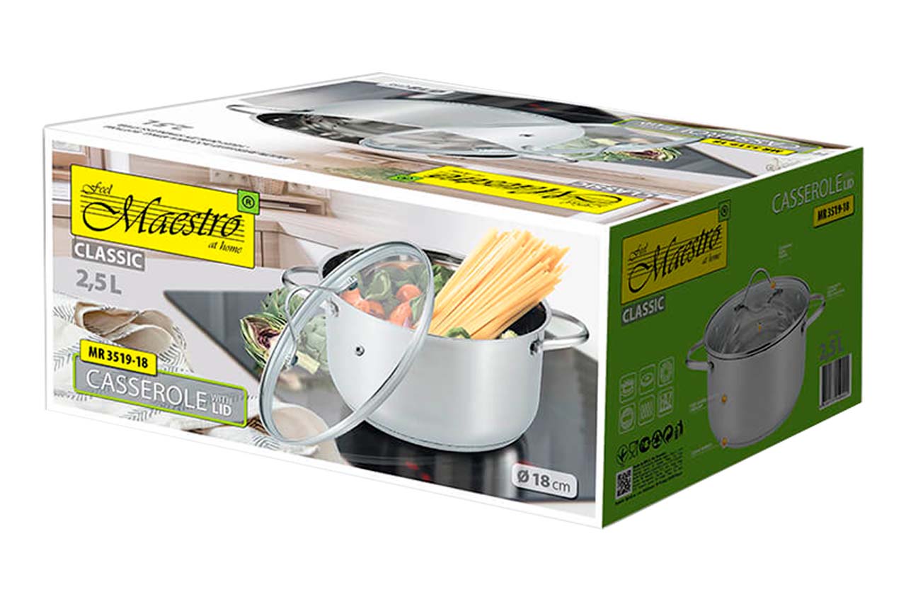Каструля нержавіюча Maestro 180 мм x 2.5 л (MR-3519-18)