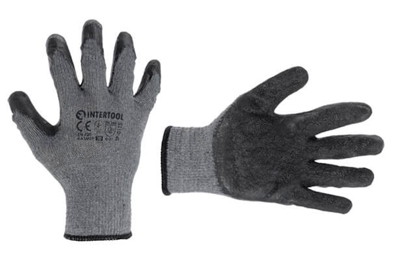 Рукавичка Intertool латексна спінена 10" (SP-0115) (12 шт.)