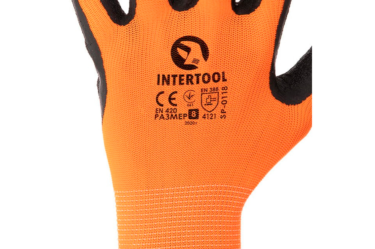 Рукавичка Intertool латексна рифлена 8" (SP-0118) (12 шт.)