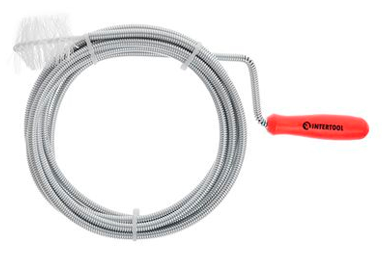 Трос для чищення труб Intertool 6мм x 3м з йоржиком (HP-1005)