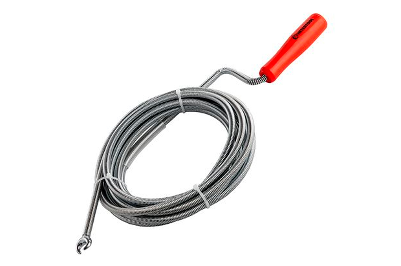Трос для чищення труб Intertool 9мм x 5м з наконечником (HP-1006)