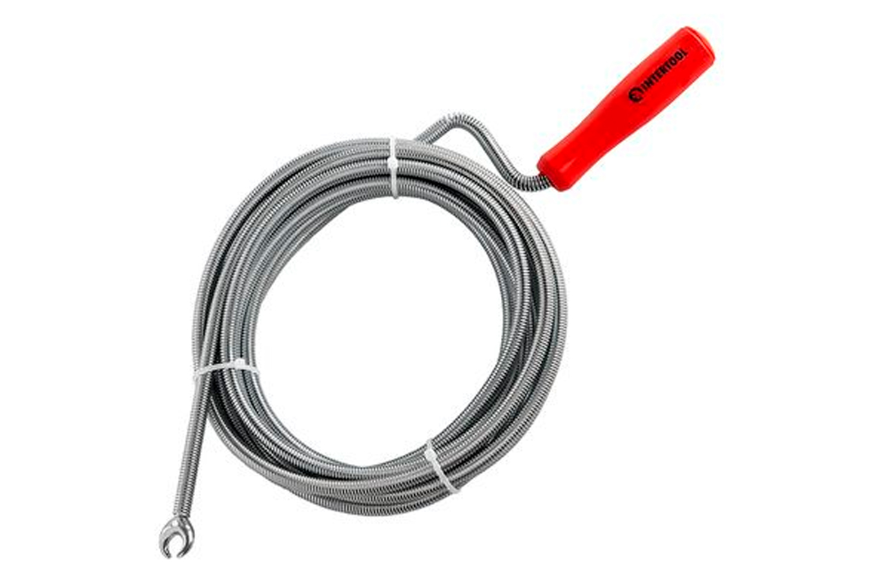 Трос для чищення труб Intertool 9мм x 5м з наконечником (HP-1006)