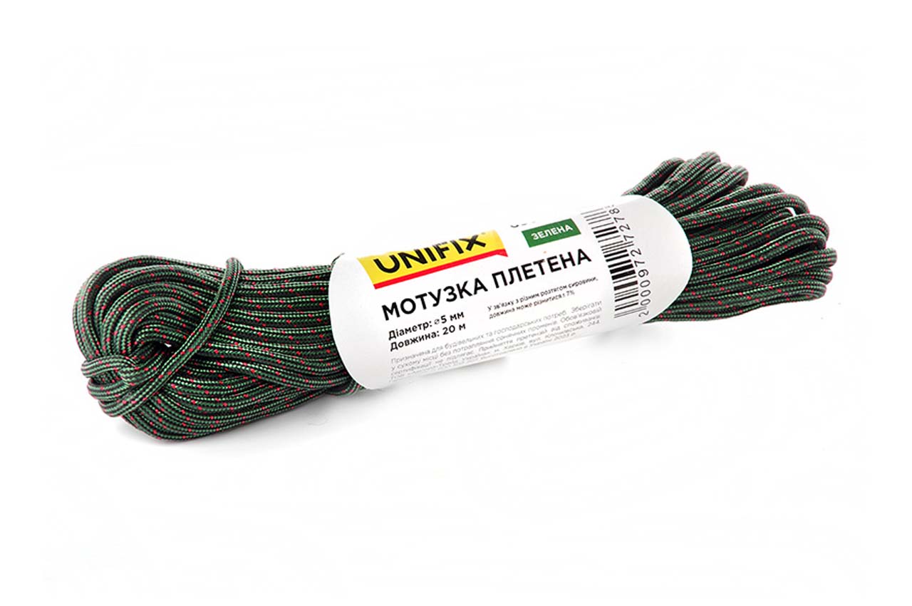 Мотузка плетена Unifix 5мм x 20м зелена (699580)