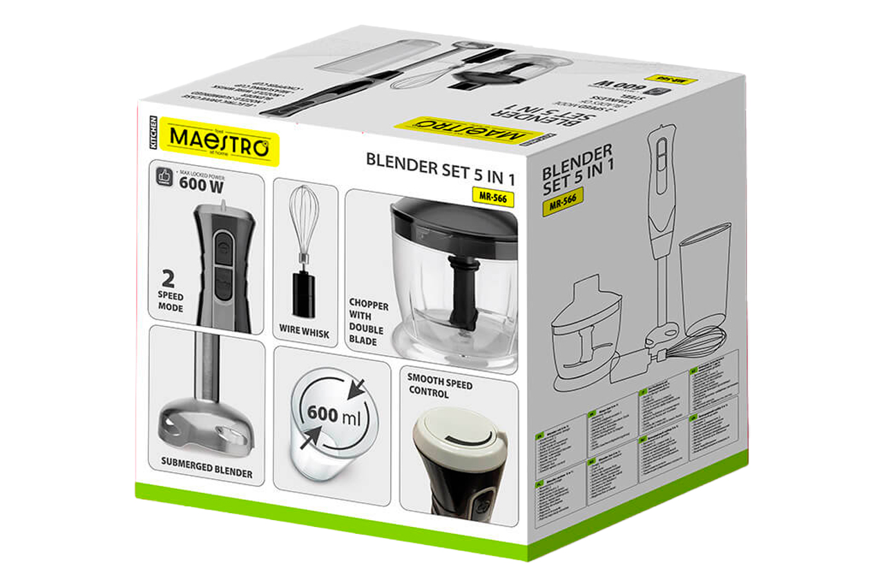 Блендер заглибний Maestro 500Вт x 4-в-1 (MR-566)