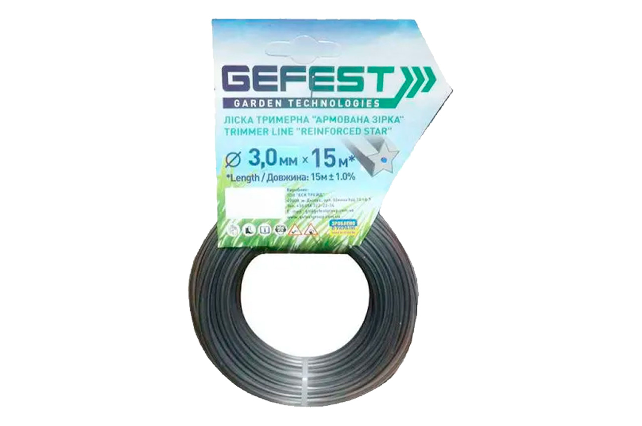 Ліска для тримера Gefest 2.0мм x 15м зірка армована (GST2.0R)