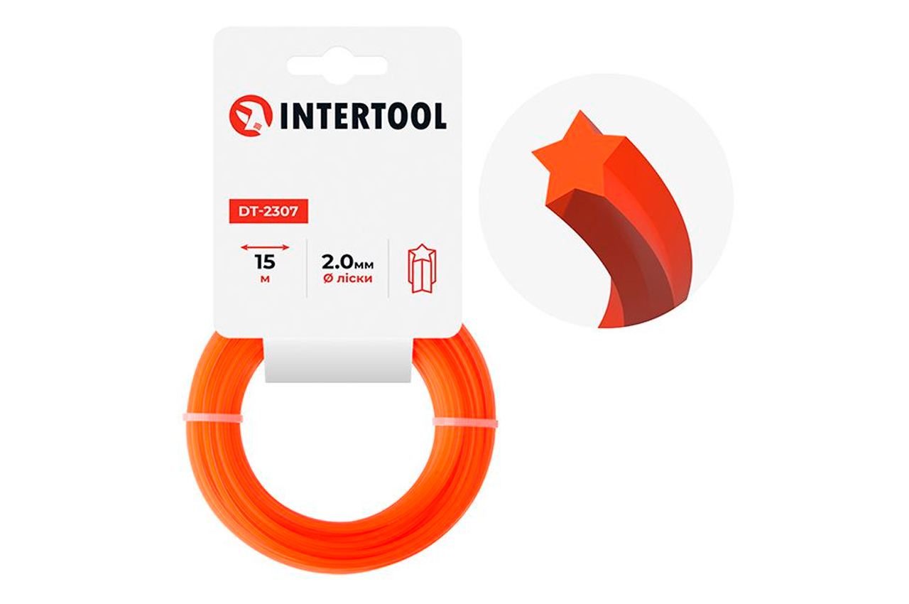 Ліска для тримера Intertool 2.0мм x 15м зірка (DT-2307)