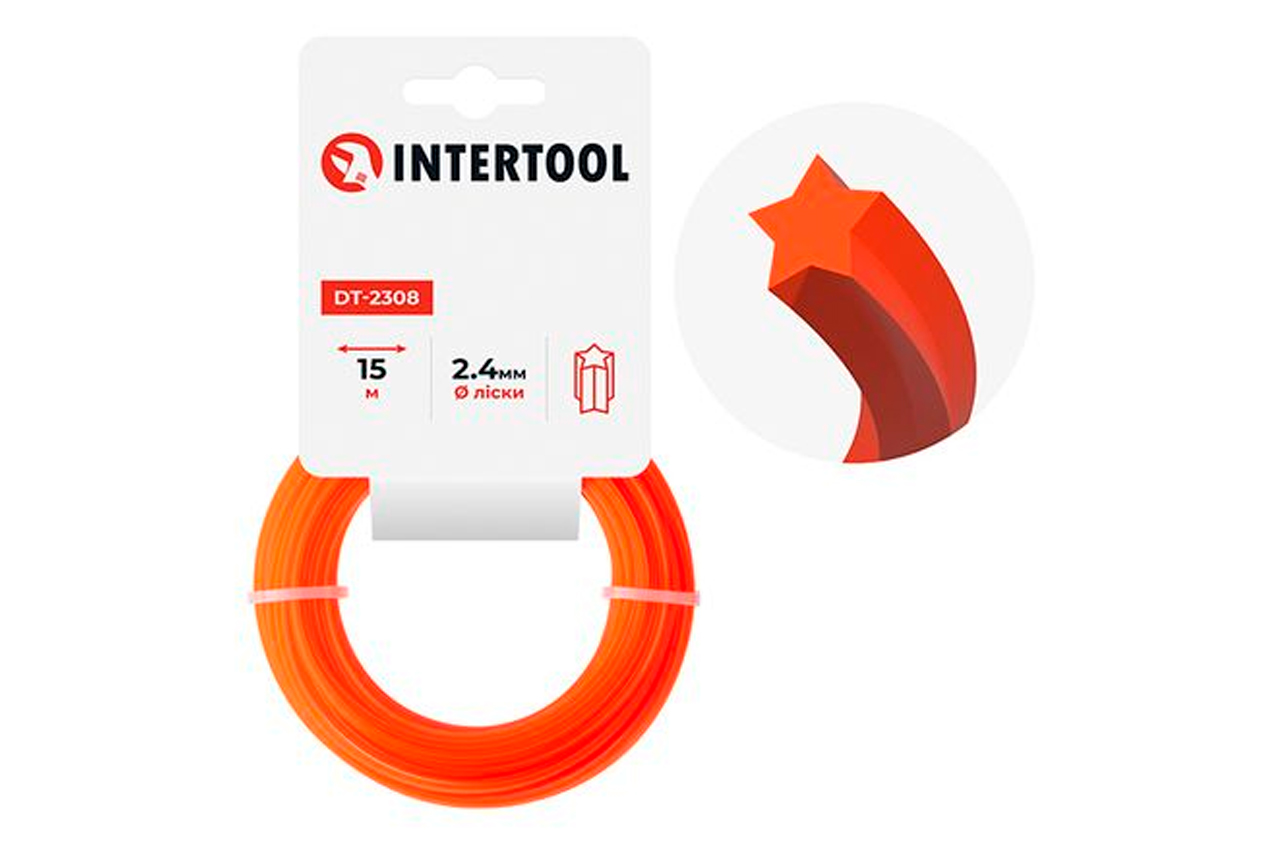 Ліска для тримера Intertool 2.4мм x 15м зірка (DT-2308)