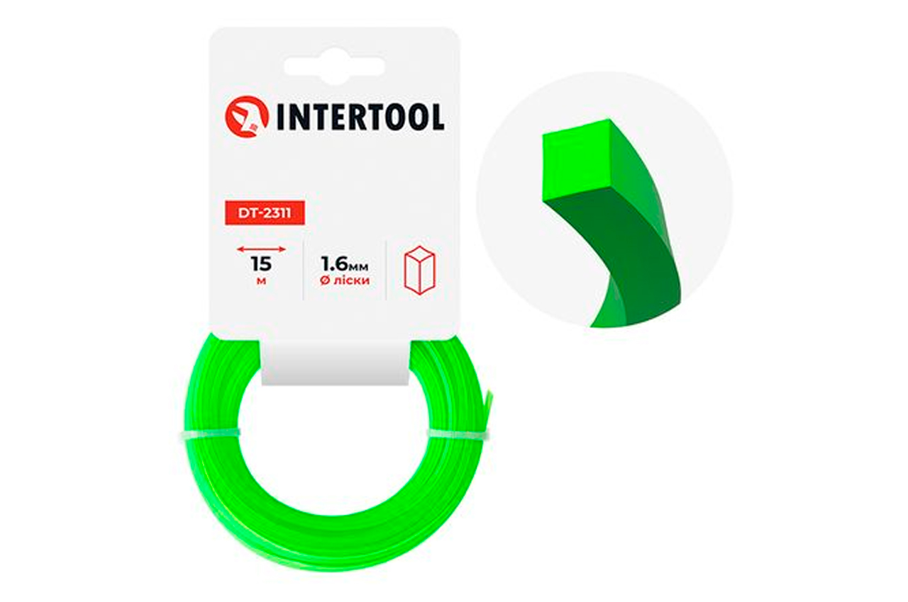 Ліска для тримера Intertool 1.6мм x 15м квадрат (DT-2311)