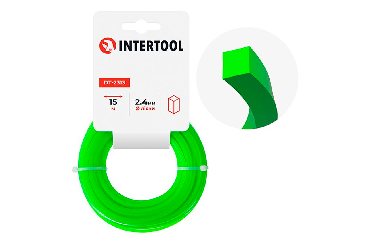 Ліска для тримера Intertool 2.4мм x 15м квадрат (DT-2313)
