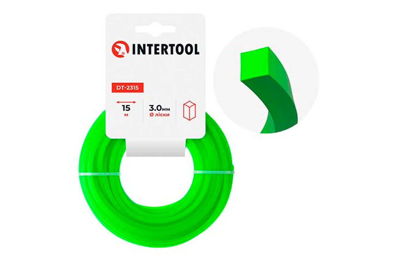 Ліска для тримера Intertool 3.0мм x 15м квадрат (DT-2315)