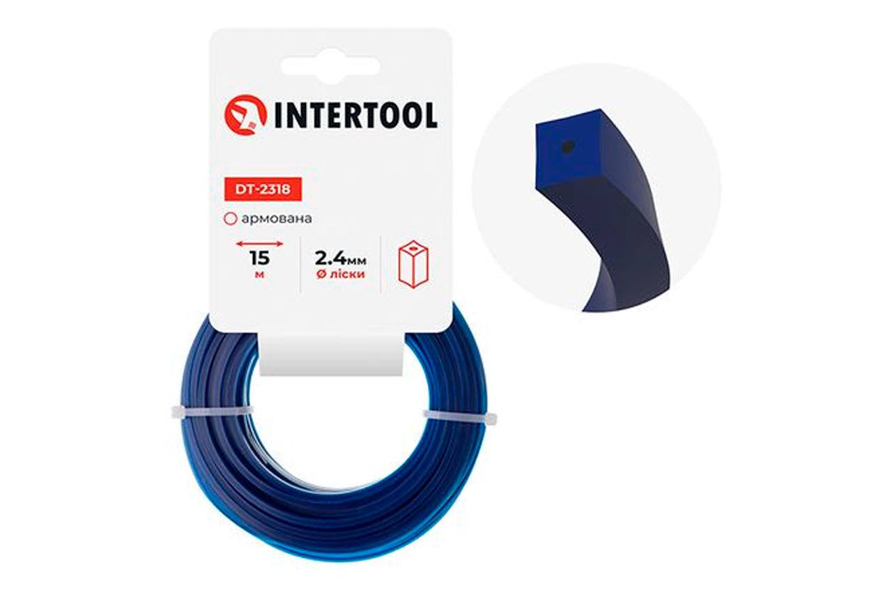 Ліска для тримера Intertool 2.4мм x 15м квадрат армирований (DT-2318)