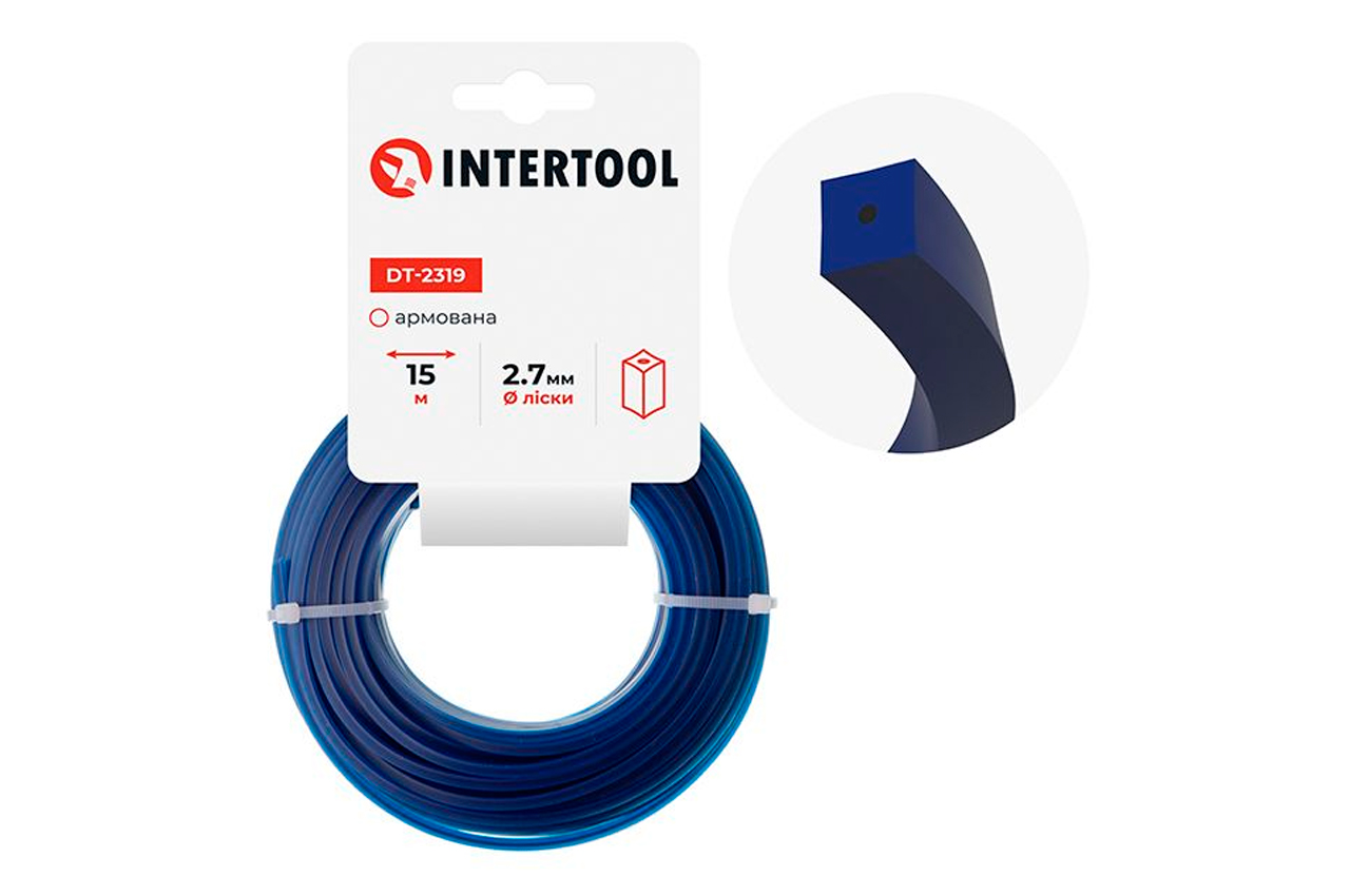 Ліска для тримера Intertool 2.7мм x 15м квадрат армирований (DT-2319)