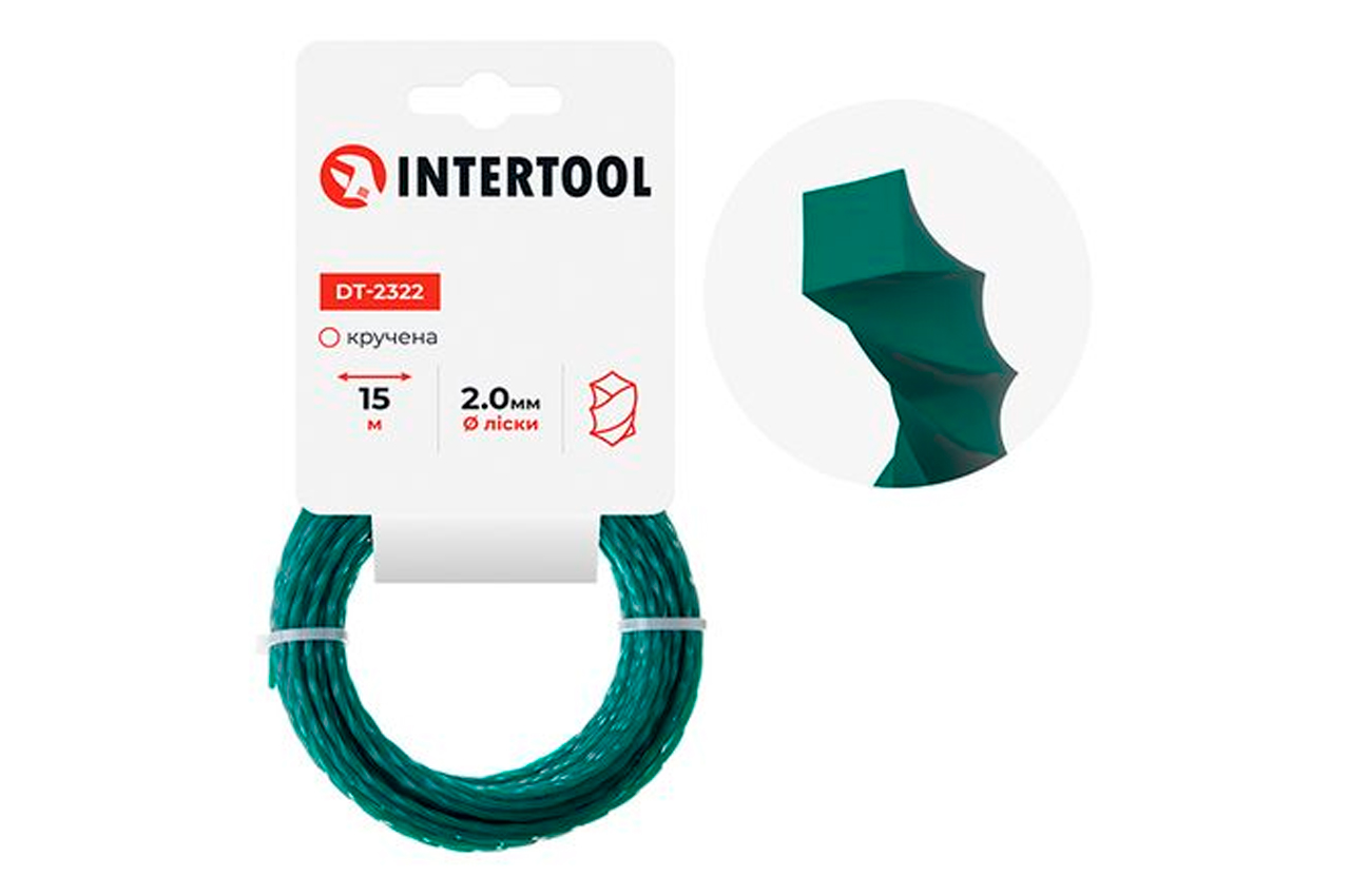 Ліска для тримера Intertool 2.0мм x 15м квадрат кручений (DT-2322)