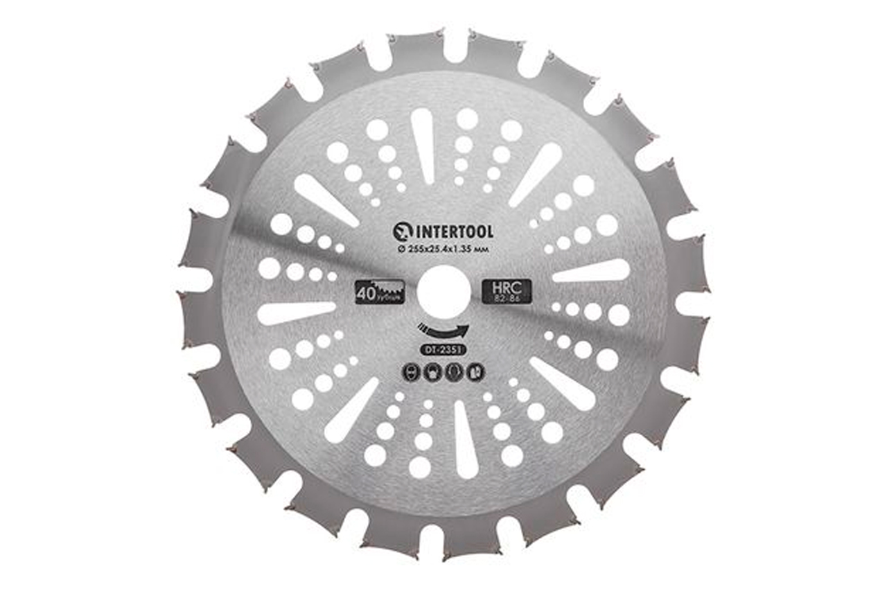 Диск для тримера Intertool 255мм x 40Т побідитовий двосторонній (DT-2351)