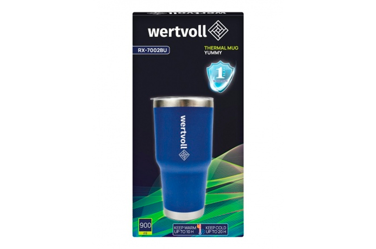 Термокружка WERTVOLL 900мл Yummy синя (RX-7002BU)