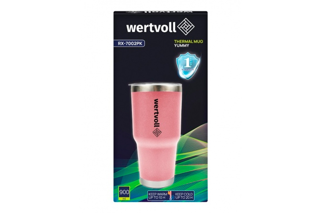 Термокружка WERTVOLL 900мл Yummy рожева (RX-7002PK)