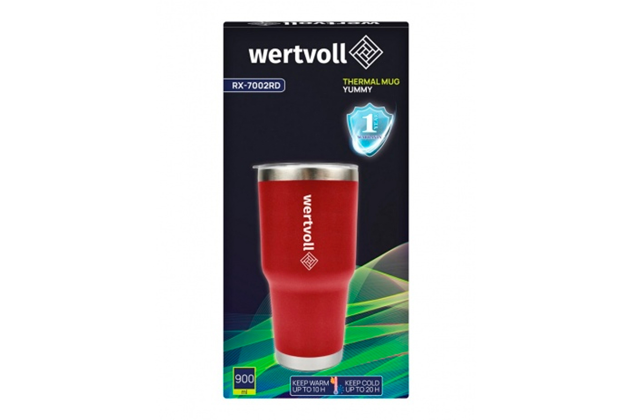 Термокружка WERTVOLL 900мл Yummy червона (RX-7002RD)