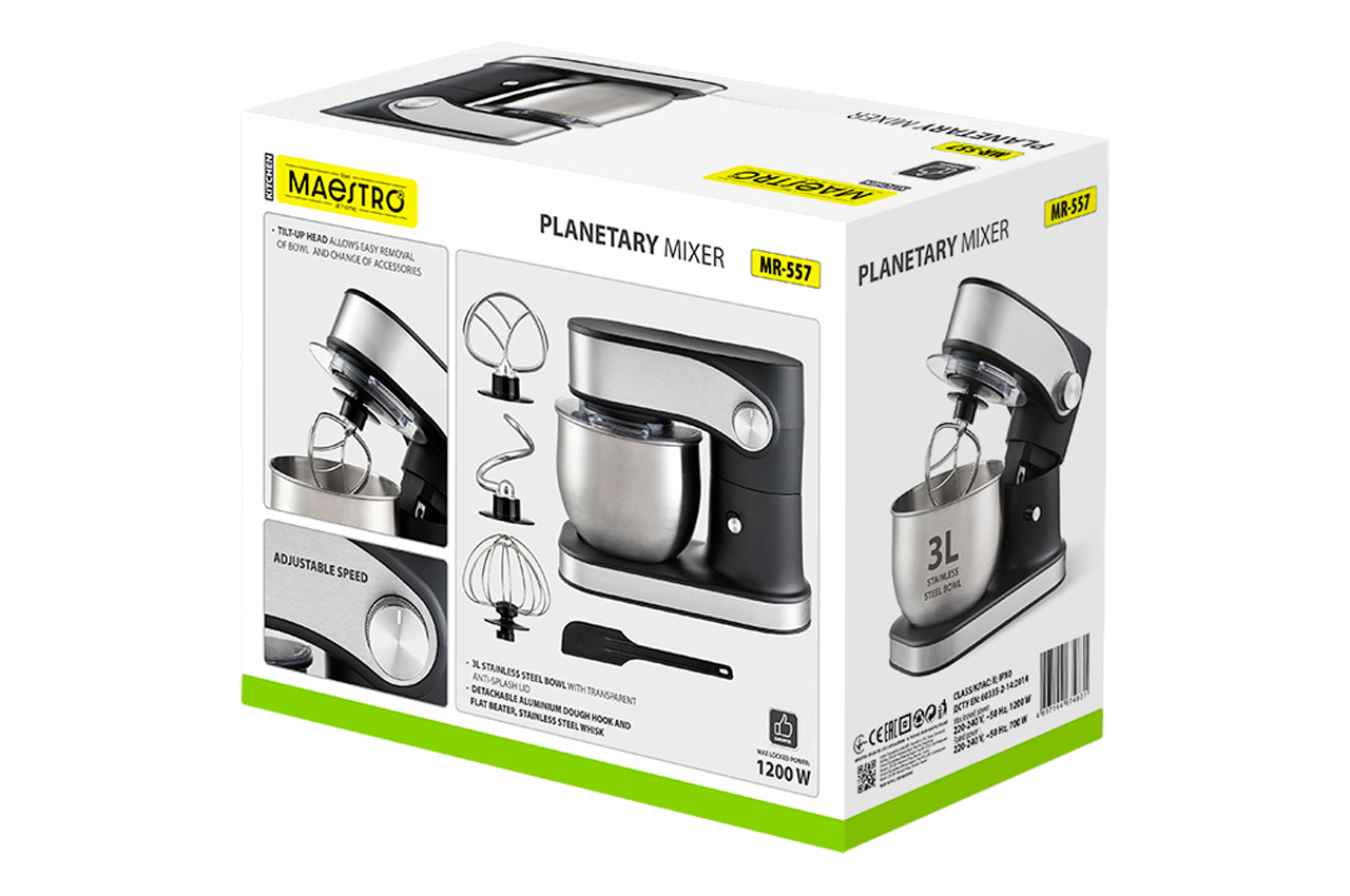 Міксер планетарний Maestro 1200Вт x 3л (MR-557)