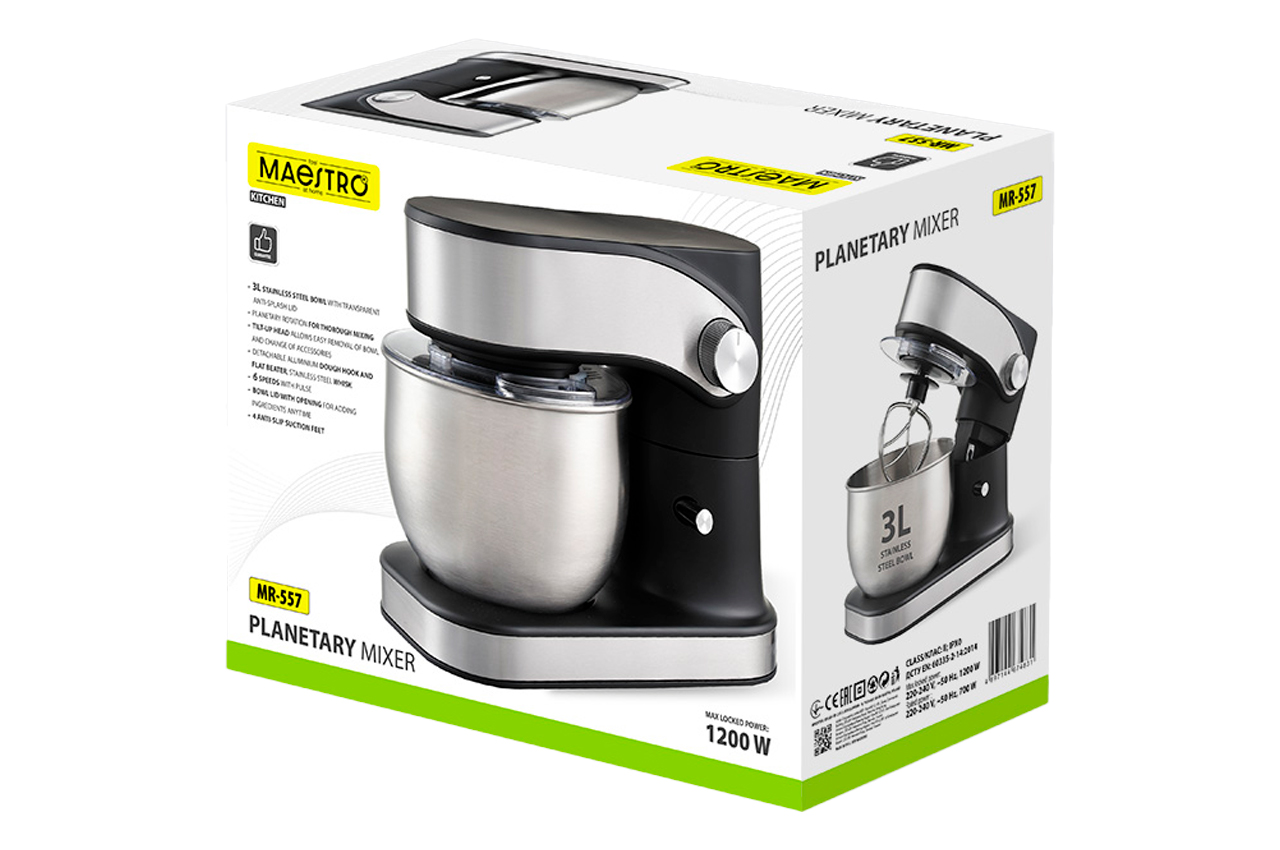 Міксер планетарний Maestro 1200Вт x 3л (MR-557)