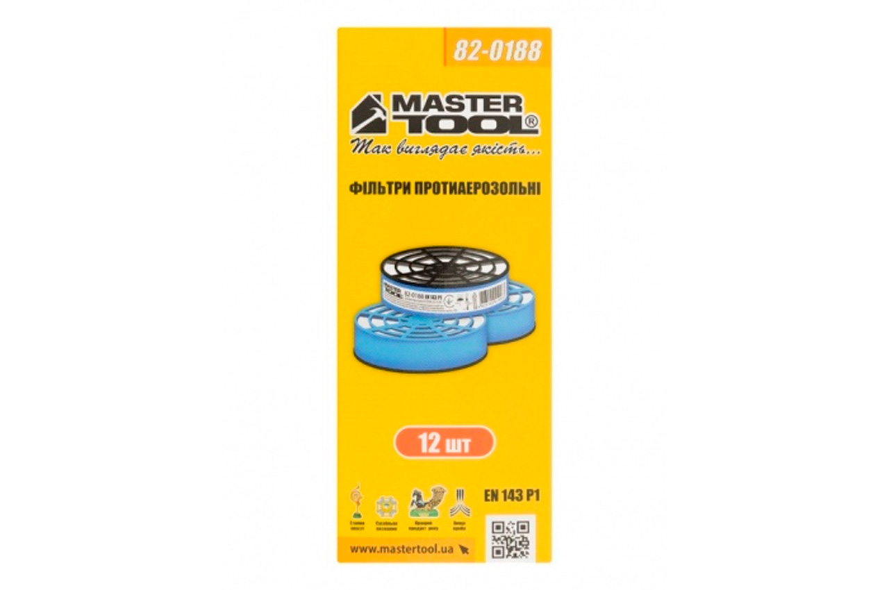 Фільтр для респіратора Mastertool EN 143 P1 протиаерозольний (12шт) (82-0188)