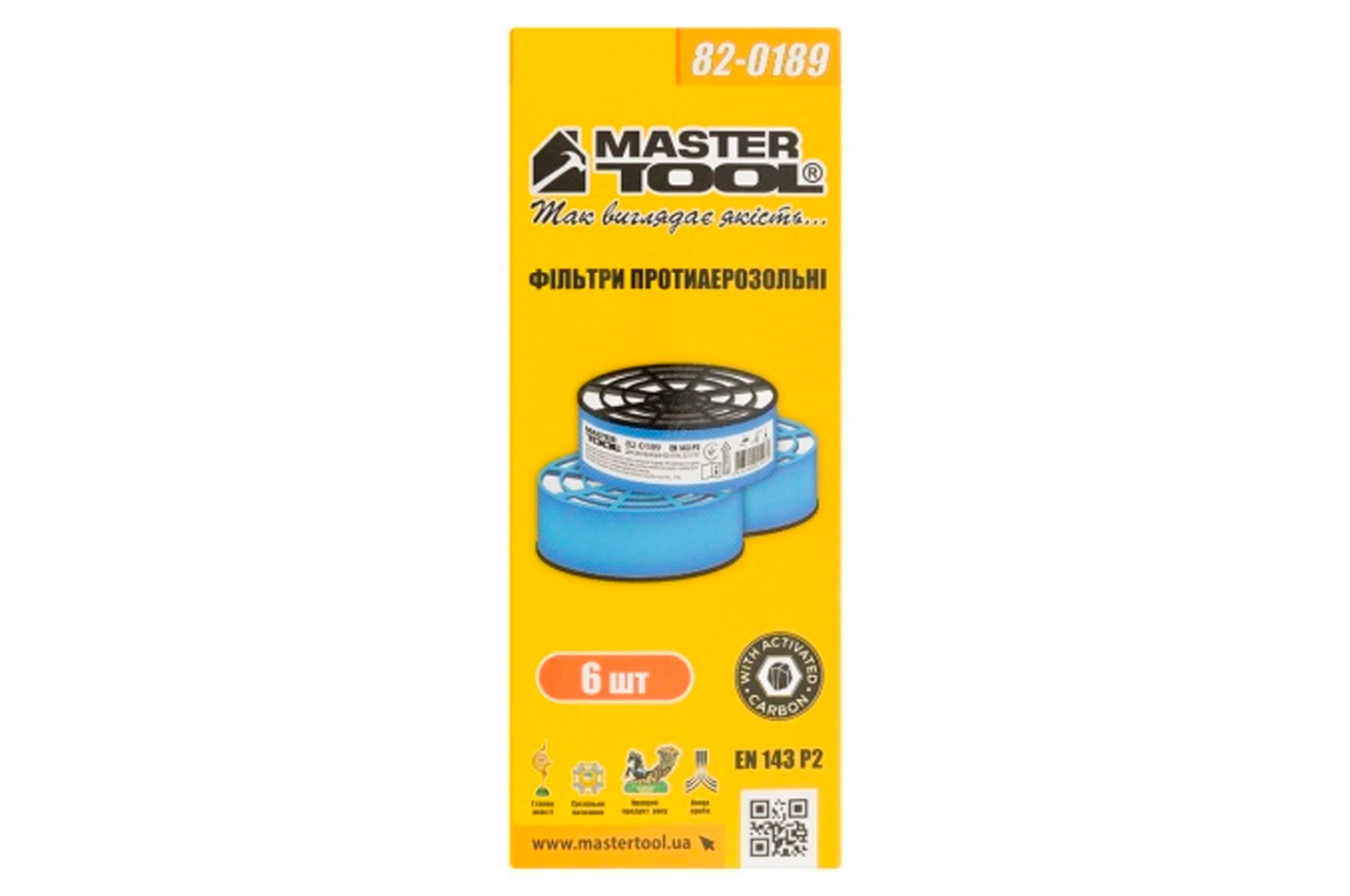 Фільтр для респіратора Mastertool EN 143 P2 протиаерозольний (6шт) (82-0189)