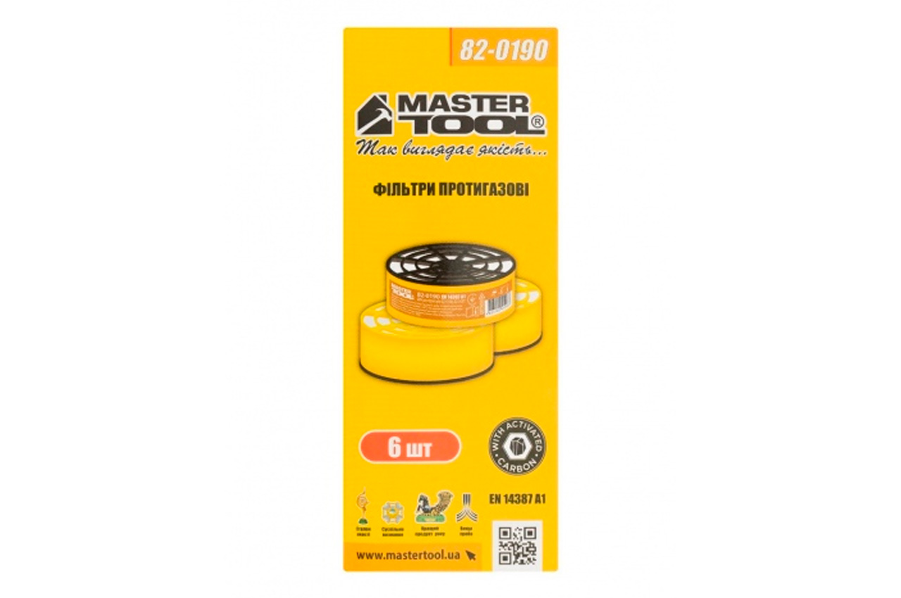 Фільтр для респіратора Mastertool EN 14387 A1 протигазовий (6шт) (82-0190)