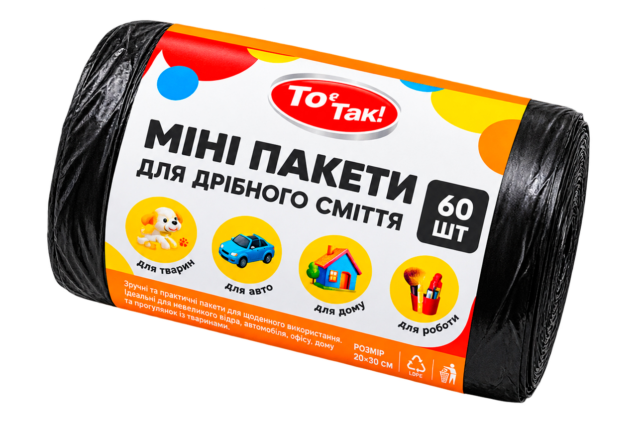 Пакет міні для прибирання за собаками дрібного сміття (60шт) (125763)