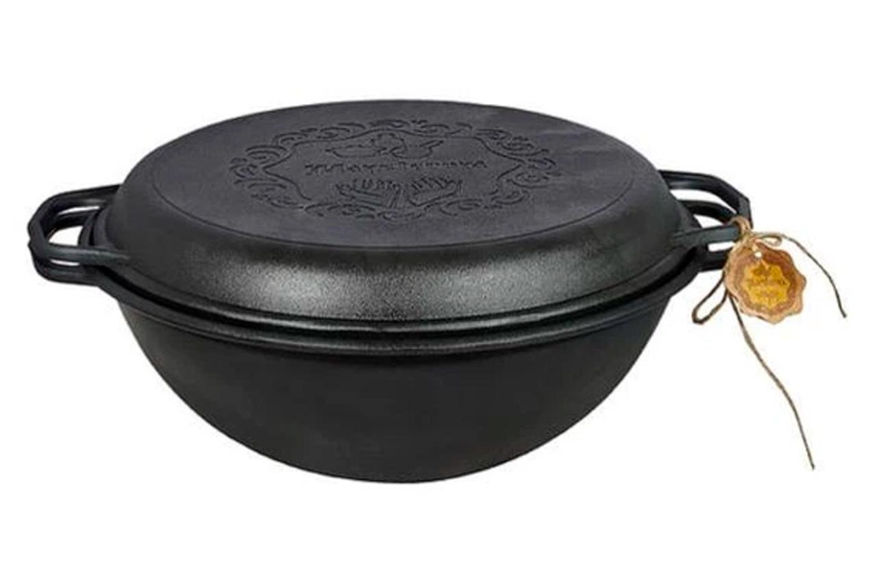 Казан чавунний My-dishes 340мм x 8л татарський (9.8кг) з кришкою-сковородою (Т405СР)