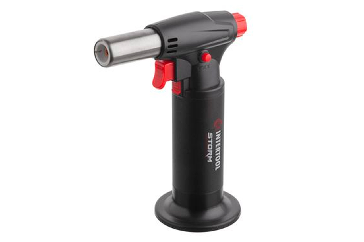 Пальник газовий з п'єзопідпалом Intertool-Storm 150мм x 12мл