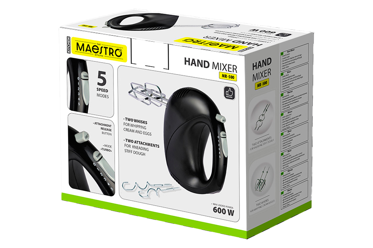 Міксер ручний Maestro 600Вт чорний (MR-500)