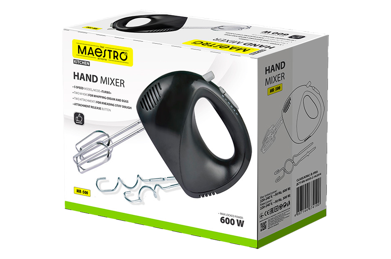 Міксер ручний Maestro 600Вт чорний (MR-500)