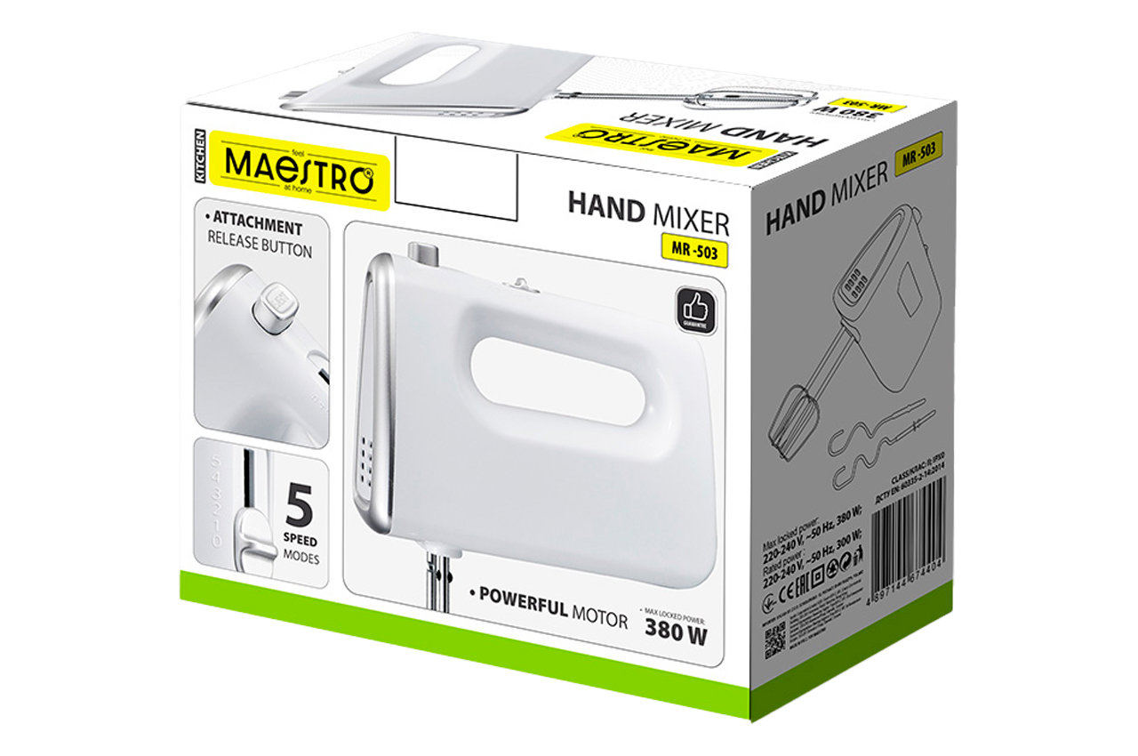 Міксер ручний Maestro 500Вт білий (MR-503)