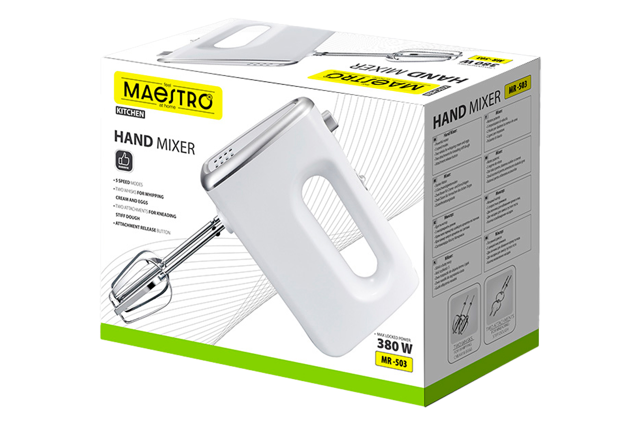 Міксер ручний Maestro 500Вт білий (MR-503)