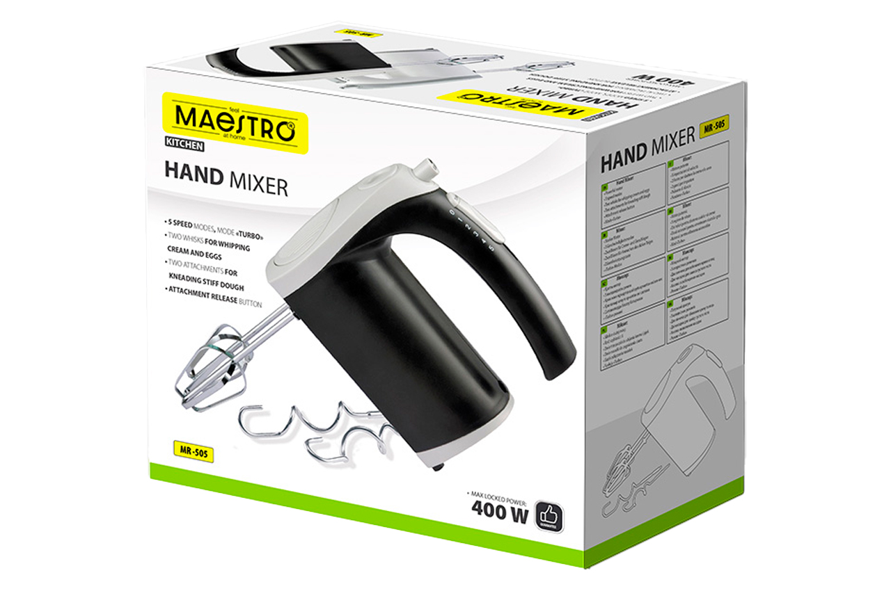 Міксер ручний Maestro 400Вт білий (MR-505-WHITE)